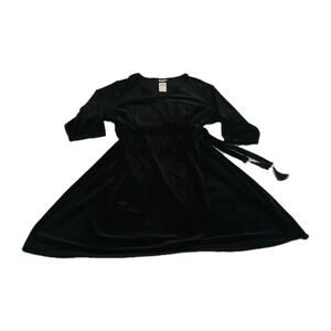 J. Jill Women’s 4X Velvet Wrap Dress Black Midi Tassel Tie Waist